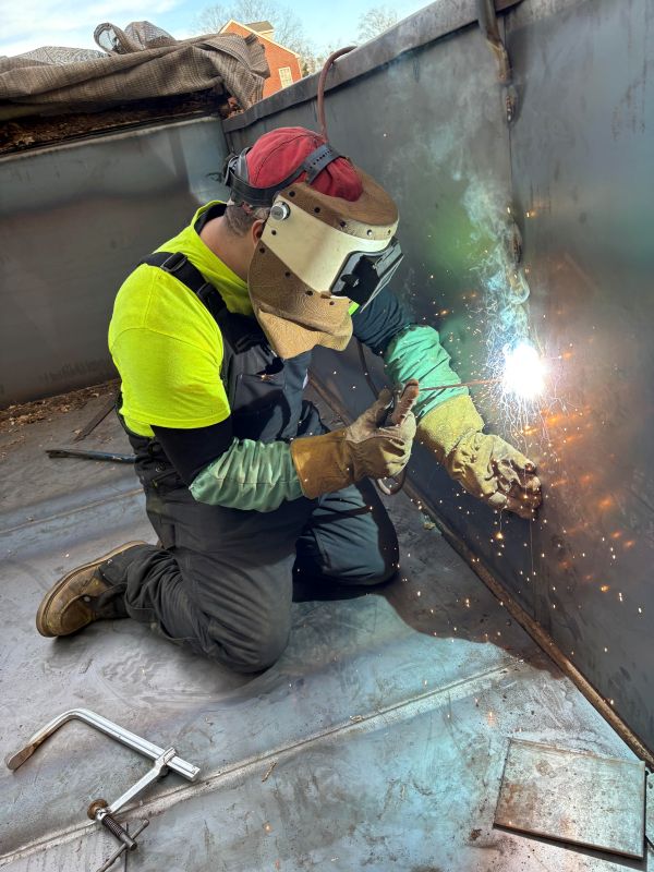 Emergency welding repair on a jobsite in Hampton Roads VA